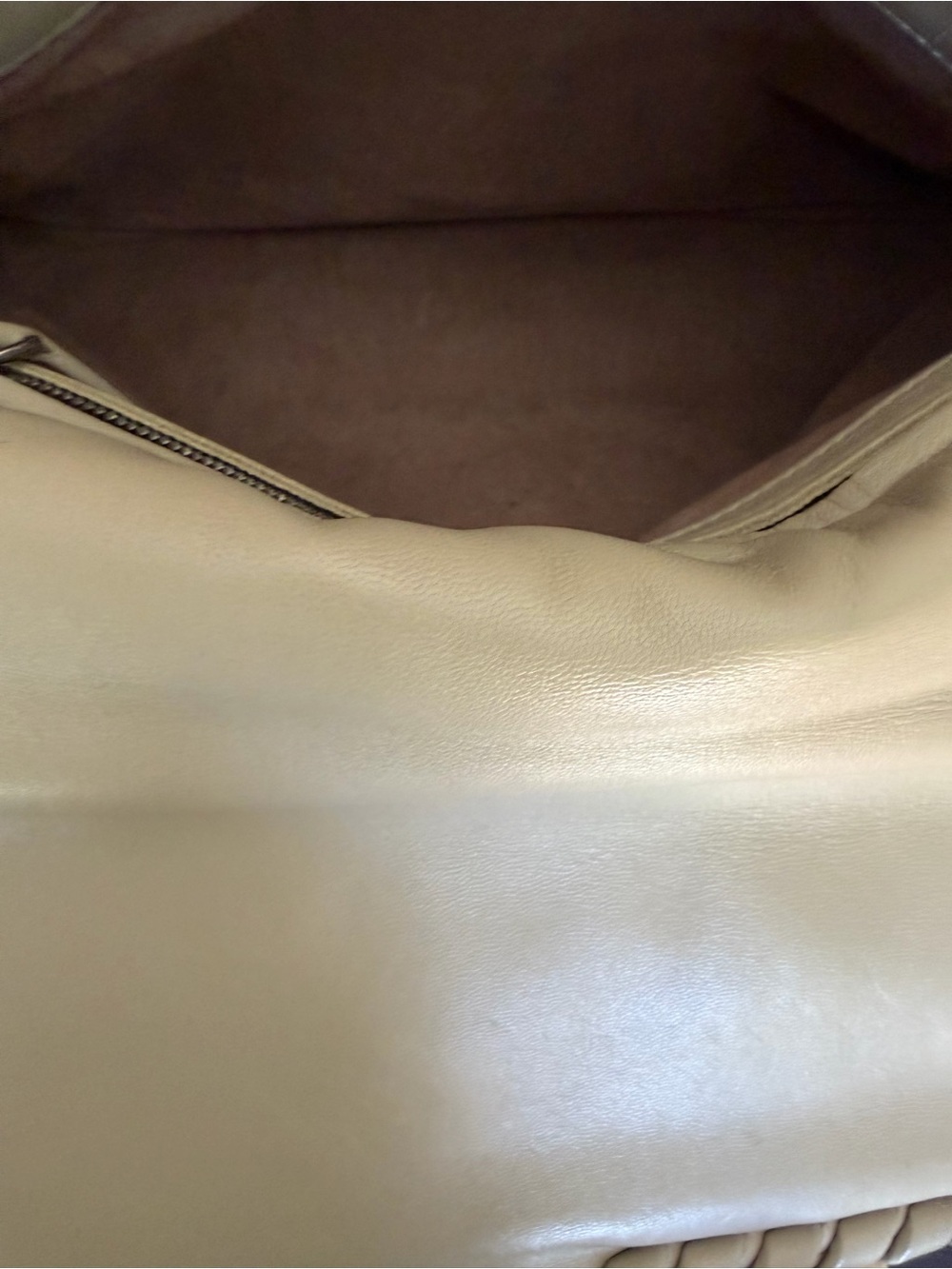 Authentic Bottega Veneta -Olimpia Woven Leather Shoulder Bag in Light Taupe - Picture 11 of 15